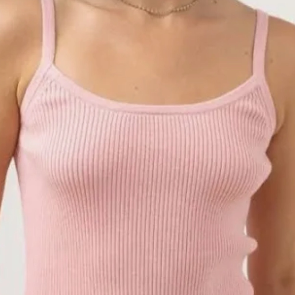 Rhythm Yumi Pink Ribbed Knit Sweater Tank